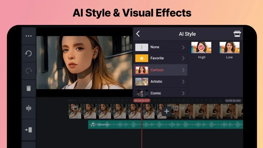 KineMaster MOD APK v7.4.6.32372.GP Latest 6 AI Video Editing Effects and Styles Kinemaster MOD APK