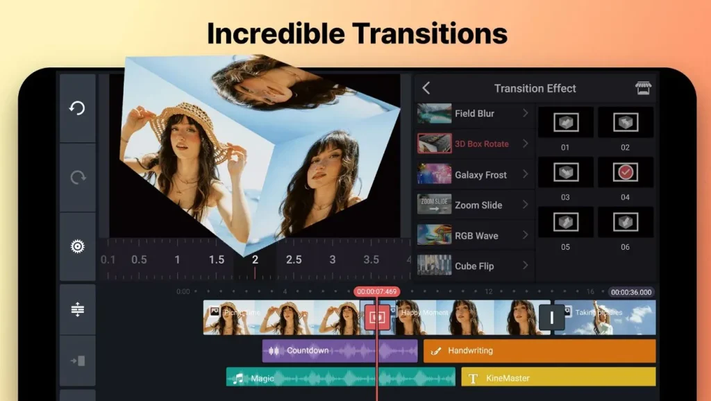 KineMaster MOD APK v7.4.6.32372.GP Latest 5 Animation Transition Effects Kinemaster MOD APK
