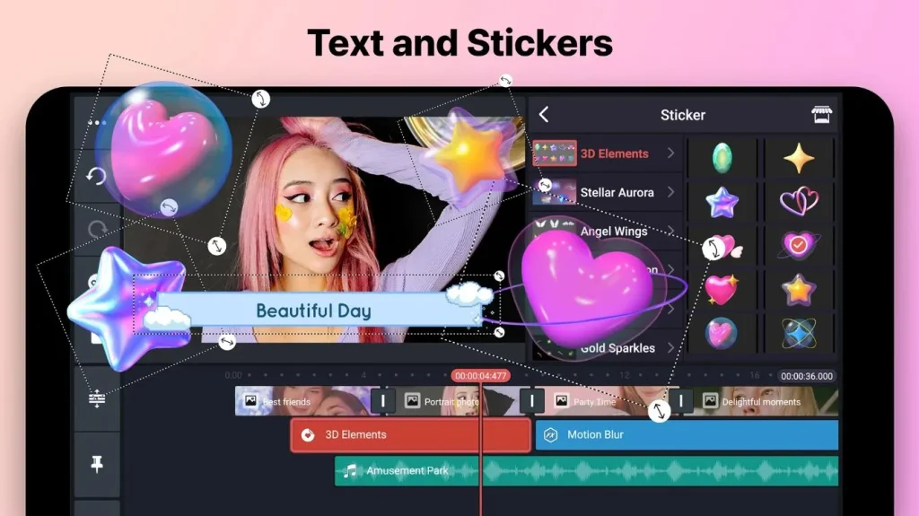 KineMaster MOD APK v7.4.6.32372.GP Latest 8 Text and Stickers KineMaster Pro